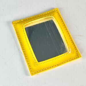 Clinique Yellow Vegan Leather Thin Portable Travel Mirror w/ Protective Film New